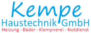 Logo der Kempe Haustechnik GmbH mit den Leistungen Heizung, Bäder, Klempnerei, Notdienst.